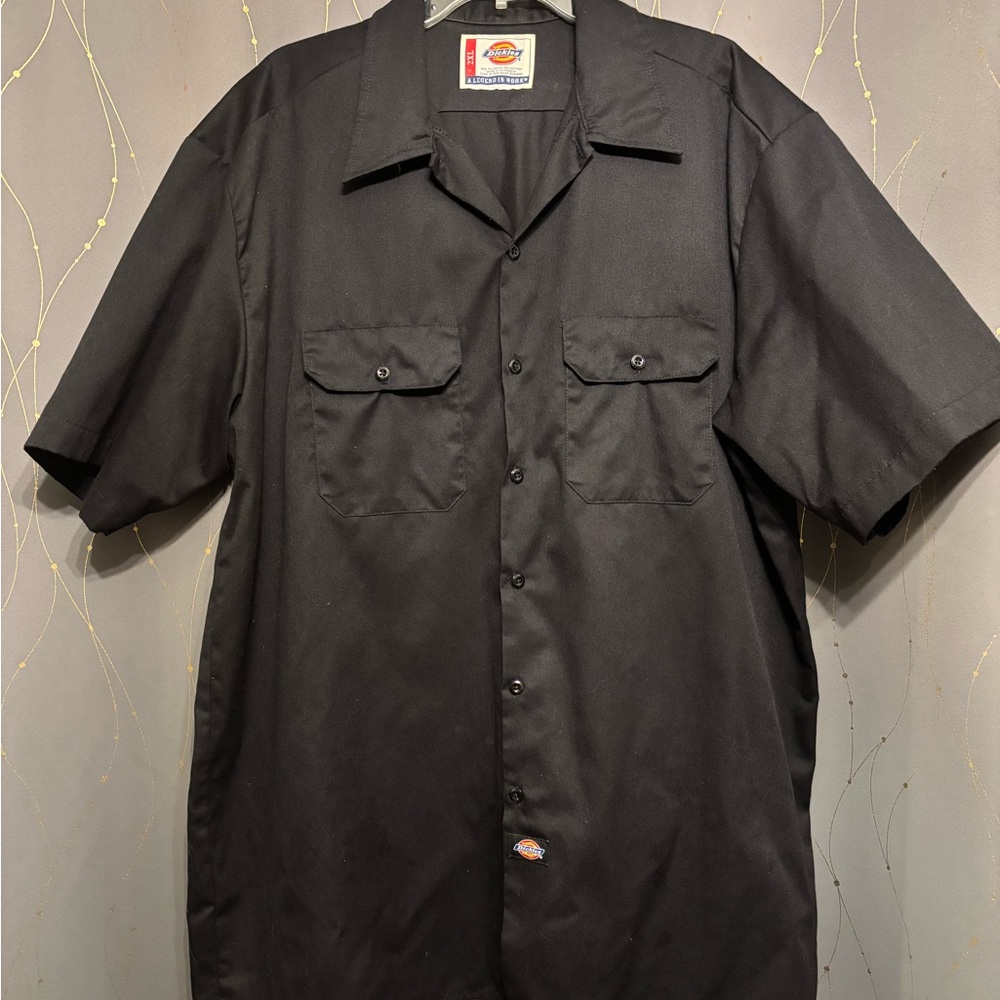 Dickies Black Casual Button Down Shirt Short Sleeve
